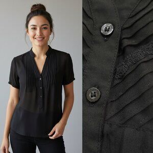 Vtg Y2K sheer black blouse - NY Collection brand